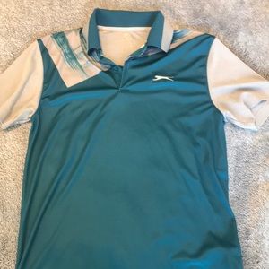 Teal and Grey Slazenger Golf Polo Shirt Small